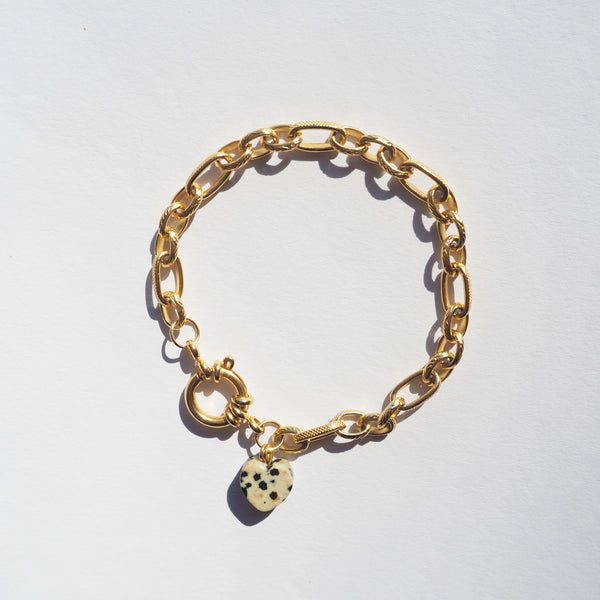vergoldetes Armband Dalmatiner Jaspis